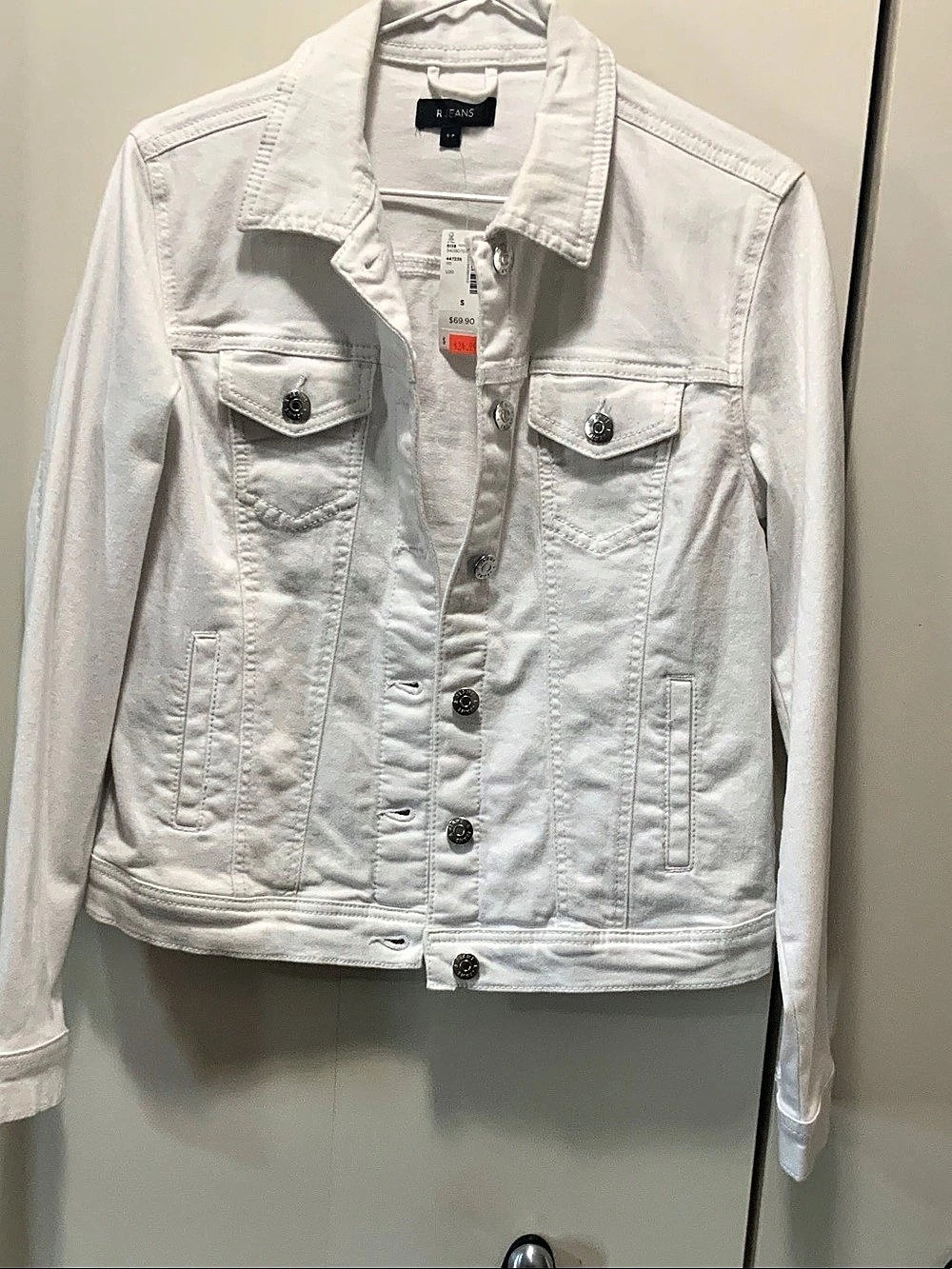 R Jeans Women'Small White Denim Jacket Size Small NWT